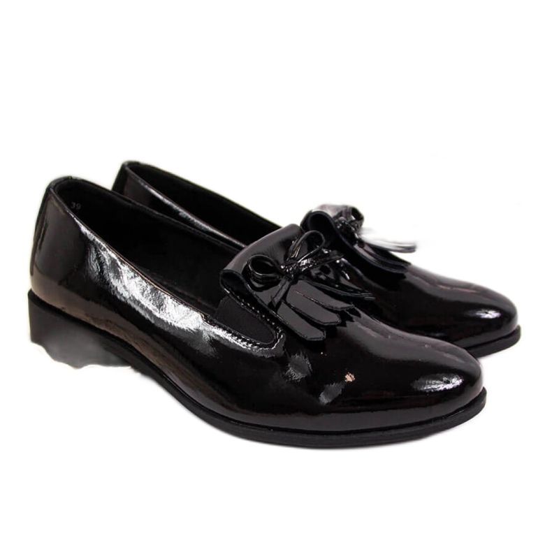 Lackerade skor Filippo W PAW290 svart beige vit