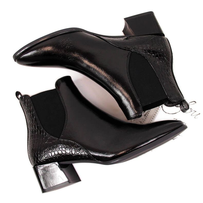 Lackade Chelsea -stövlar Sergio Leone W SK340A svart