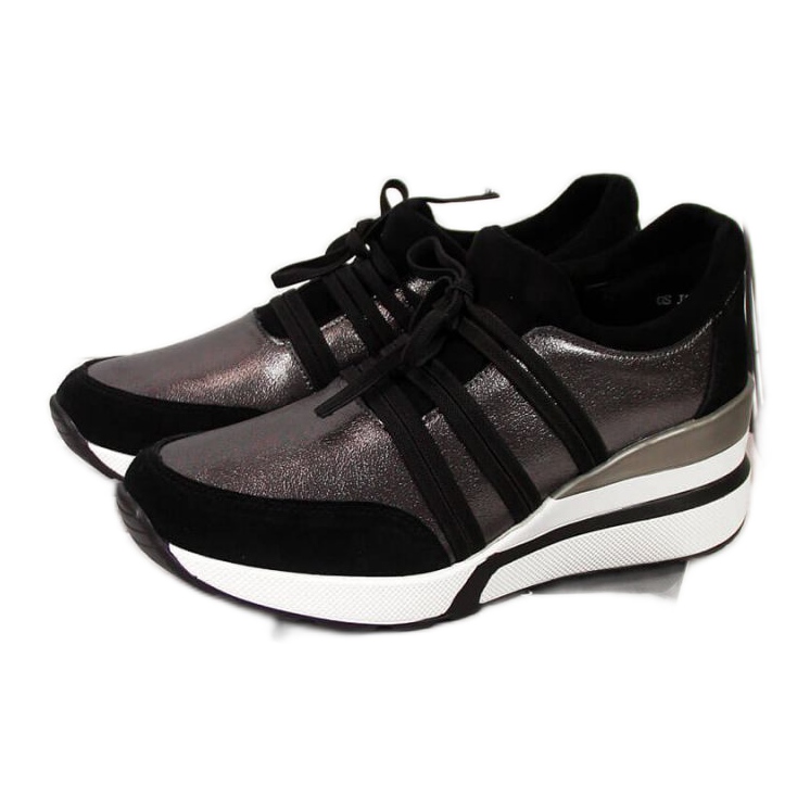 Läderskor på kil T.Sokolski W SCA139 silver svart silver-