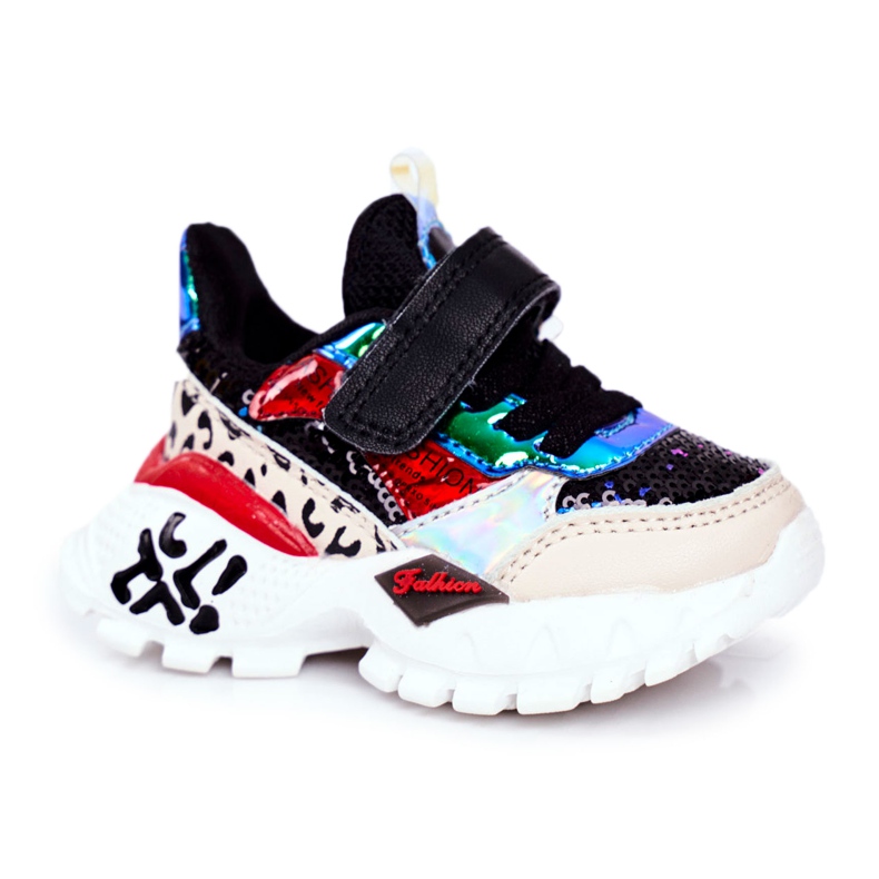 FRROCK Sportbarnskor med kardborrband Svart Var lycklig beige röd blå