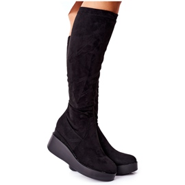 S.Barski Suede Wedge Boots S. Barski Black Celina svart