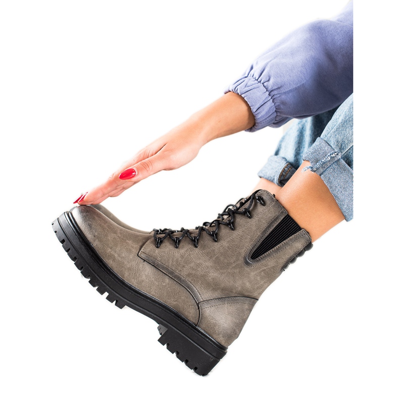 Sergio Leone Snörningsstövlar med mönster grå