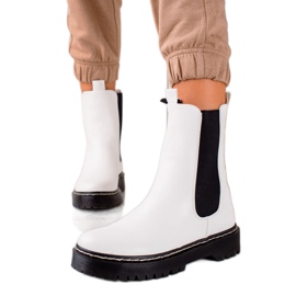 S. BARSKI Höga Chelsea -stövlar på S.BARSKI -plattformen vit