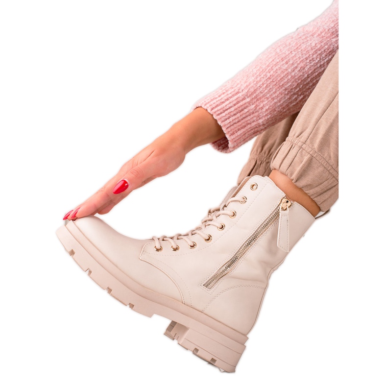 Sixth Sense Beige stövlar Trappers tillverkade av ekoläder