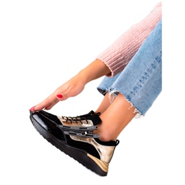 W. Potocki Svarta och guld sneakers gjorda av Potocki läder gyllene