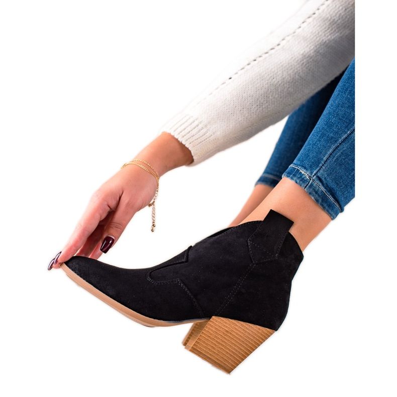 Lucky Shoes Svarta mocka cowboystövlar