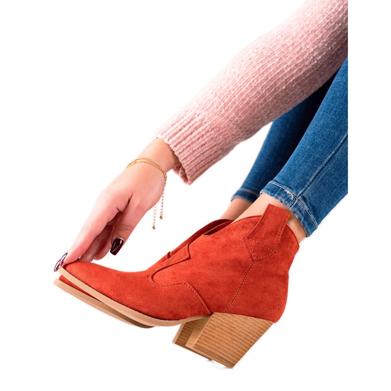 Lucky Shoes Röda mocka cowboystövlar