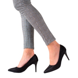 TRENDI Glitter Black High Heels svart