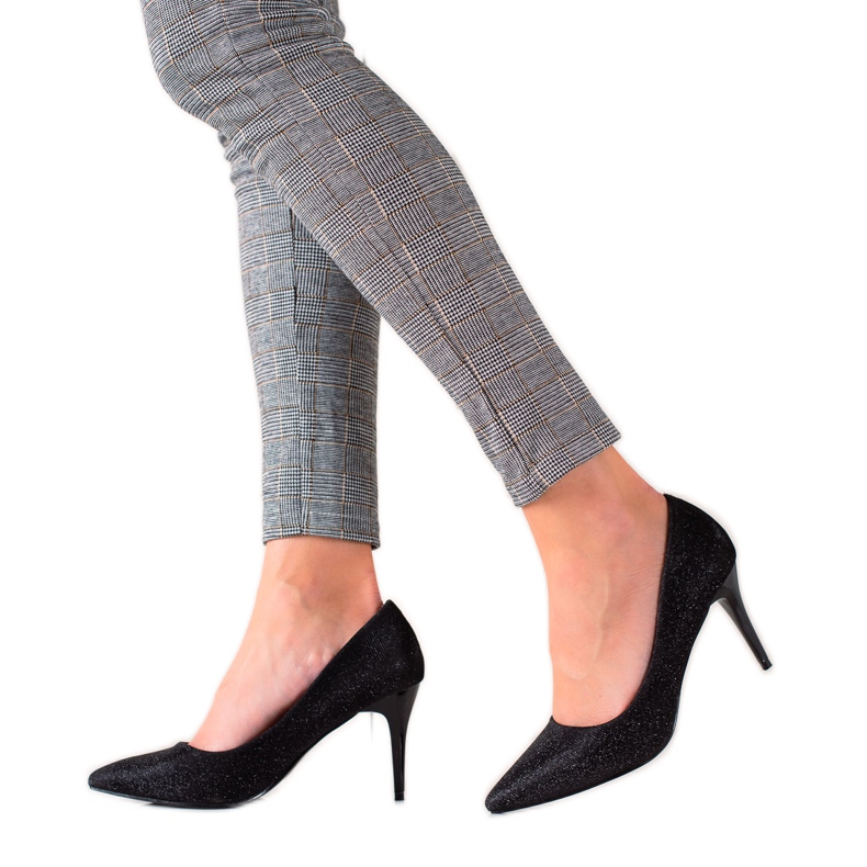 TRENDI Glitter Black High Heels svart