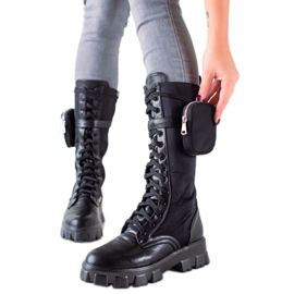 TRENDI Långa arbetare med fickan svart