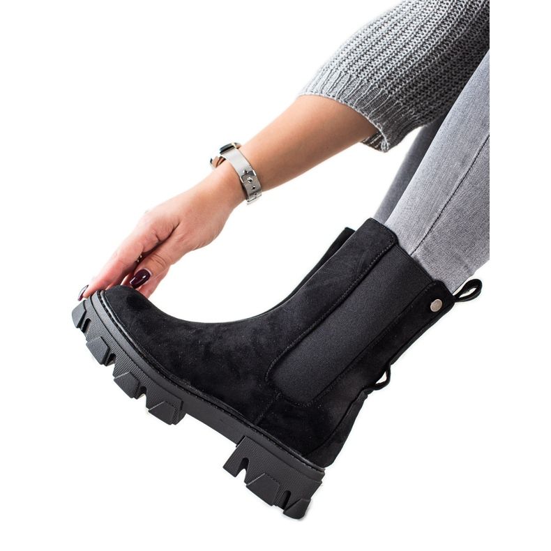 Sweet Shoes Trendiga svarta stövlar på plattformen