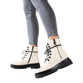 Sixth Sense Snörskor med dekorativ dragkedja beige