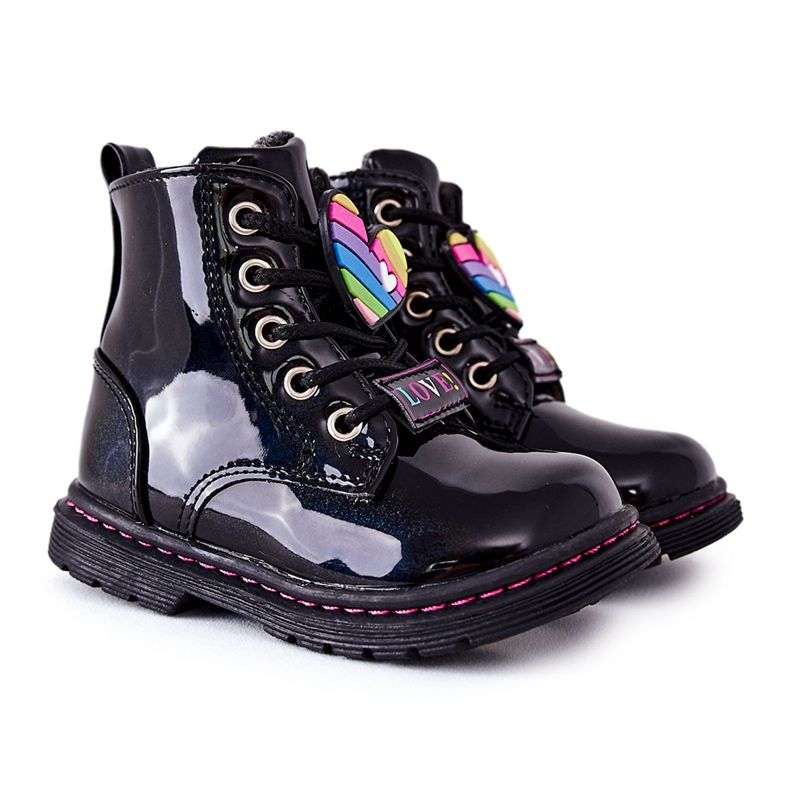 PE1 Lackade stövlar värmda med ullsvarta Anlon ['svart']