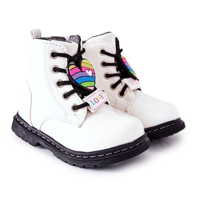 PE1 Lackerade stövlar värmda med ullvit Anlon