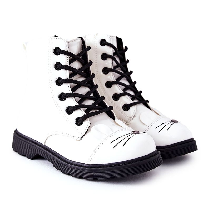 Varma stövlar Arbetare på dragkedjan White Mousie vit