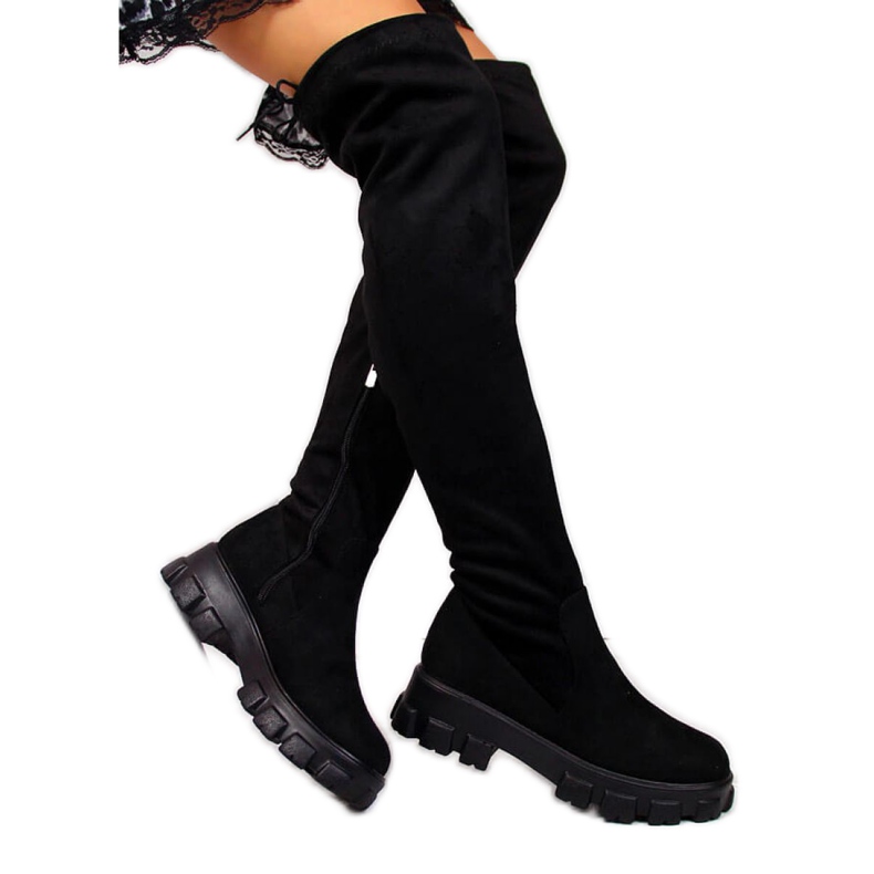 Svarta stövlar på plattformen Navy Dot W WOL12