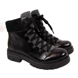 Svartisolerade lackerade stövlar W Rieker Z9132 blå