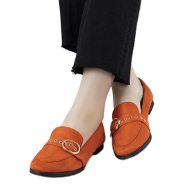 Orange mockasiner med guld Verreau dekoration