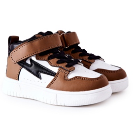 FR1 Höga sportskor för barn, vita och bruna Bartnie svart