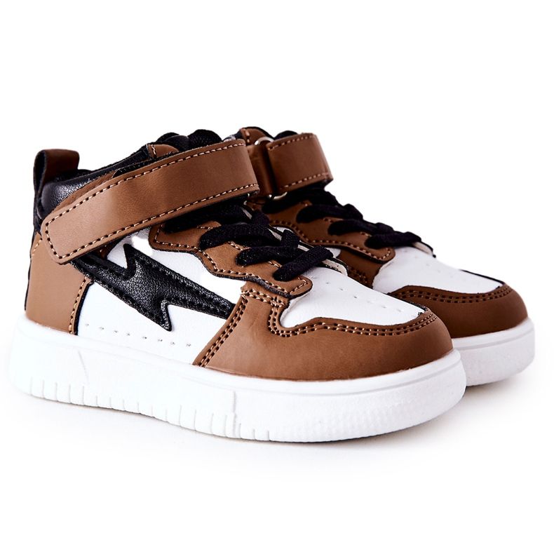 FR1 Höga sportskor för barn, vita och bruna Bartnie svart