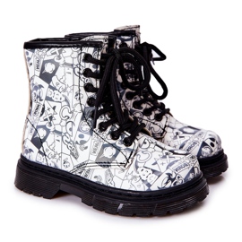 FR1 Barn svartvita Dexie varma stövlar med dragkedja