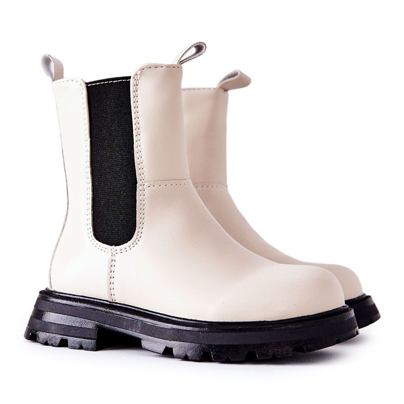 FR1 Barns varma stövlar Beige Alanya svart