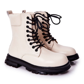 FR1 Klassiska barnbeige Clarika -stövlar med dragkedja