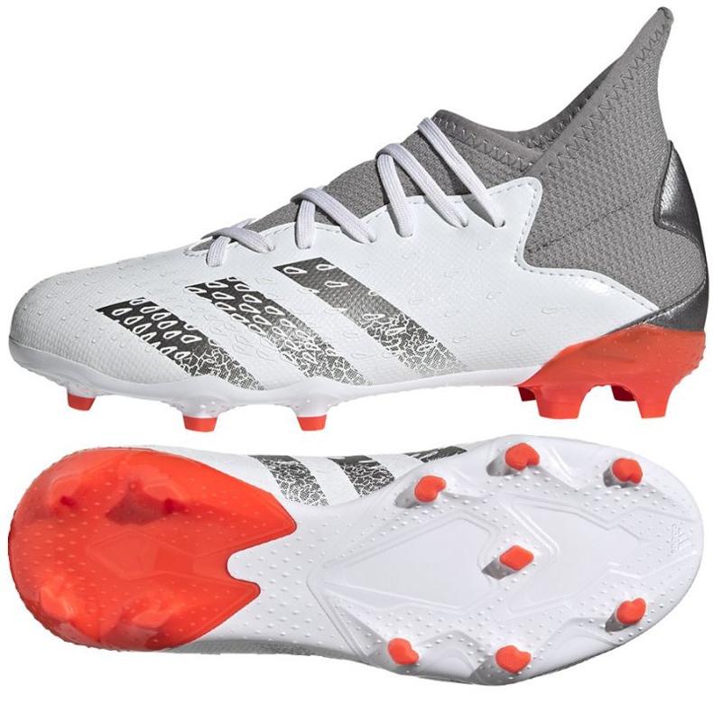 Adidas Predator Freak.3 Fg Jr FY6280 fotbollsskor vit, vit, grå / silver vit