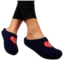 Hem tofflor med hjärta Panto Fino W INT1631 marinblå