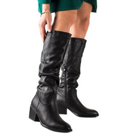 Super Mode Svarta stövlar med ekoläder