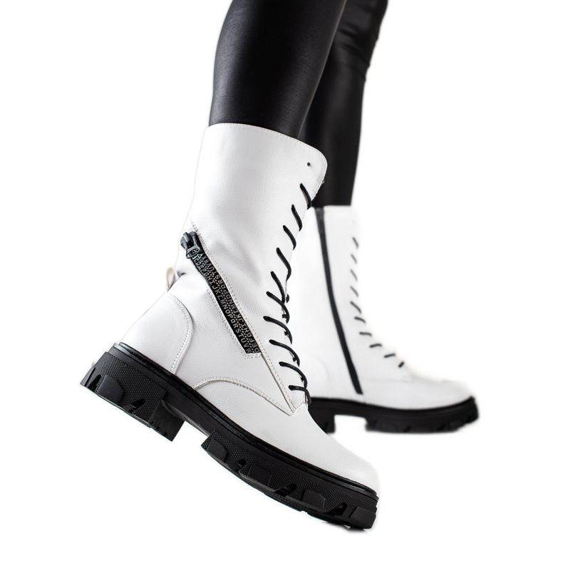 Stövlar med dekorativ dragkedja av Sergio Leone vit