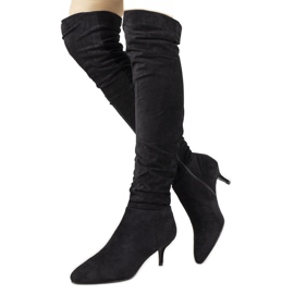 Svarta lårhöga stövlar från Delia