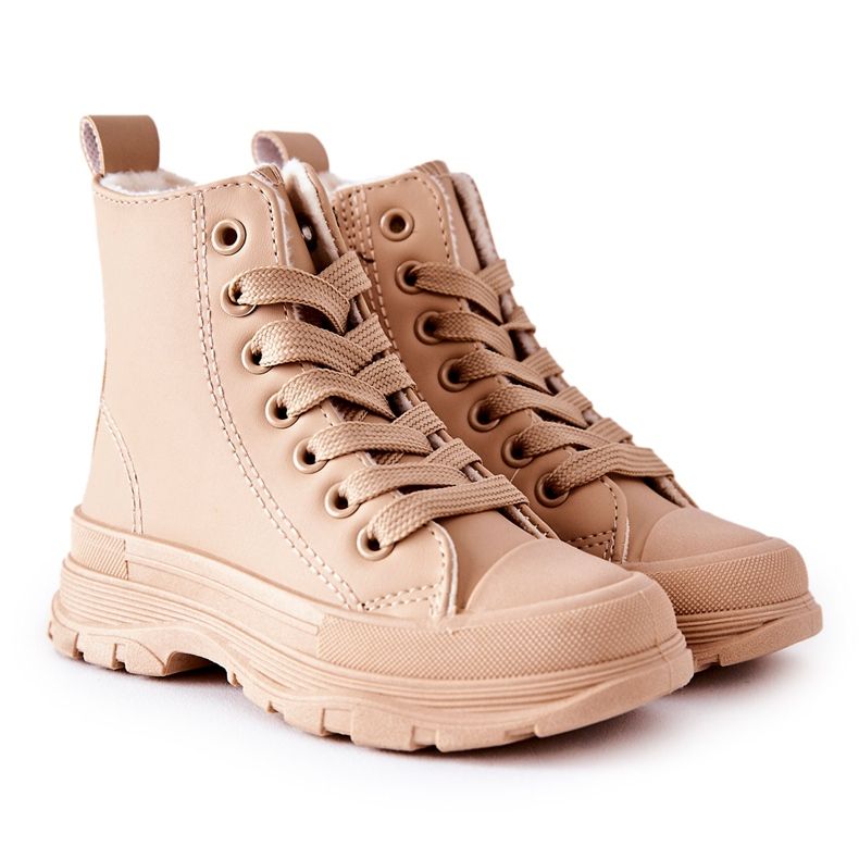 FR1 Barns lädervarma sneakers Beige Bomi