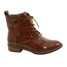 DASZYŃSKI Lackade arbetare Knutna SA62-90 Croco-motiv brun