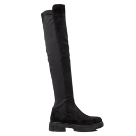 TRENDI Lårstövlar på plattformen svart