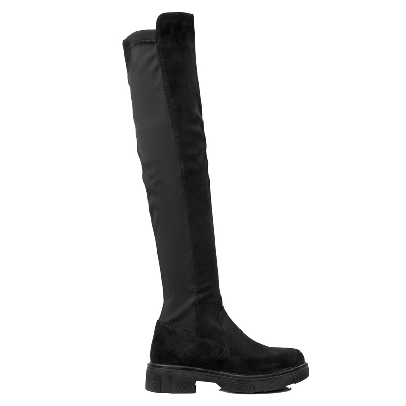 TRENDI Lårstövlar på plattformen svart