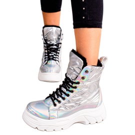 Silverstövlar på VINCEZA -plattformen silver-