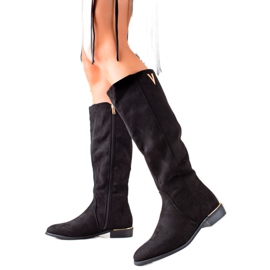 TRENDI Eleganta stövlar i mocka svart