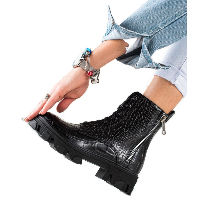 TRENDI Arbetare med dekorativ dragkedja svart