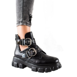 Bestelle Plattformstövlar med spännen svart