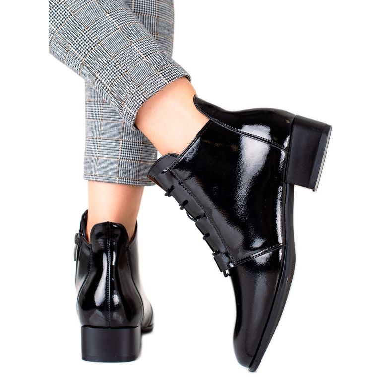 W. Potocki Eleganta lackerade Potocki -stövlar svart