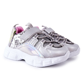 PJ2 Barnsportskor med kardborreband Vibo silver-