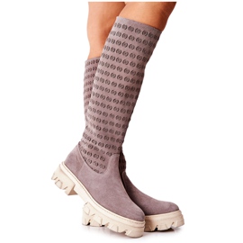 PA2 Mocka stövlar med öppet mönster ljusbrun Eldime