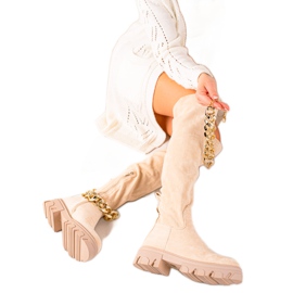 Diamantique Stövlar i mocka med guldkedja svart