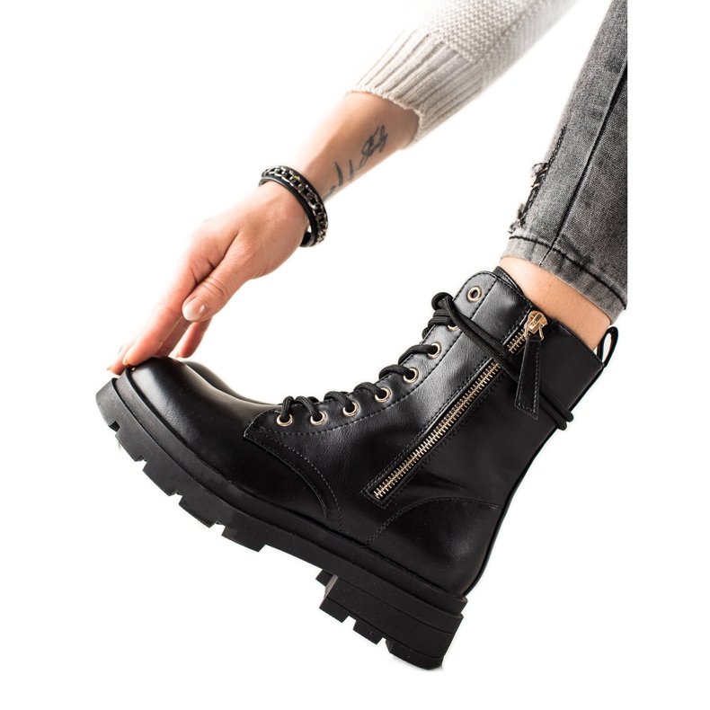 Sixth Sense Svarta stövlar Traper Med Eco Läder