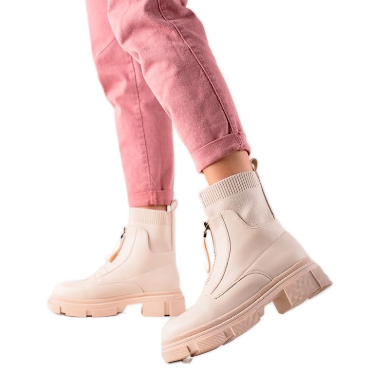 Bestelle Slip-on arbetare med en dragkedja beige