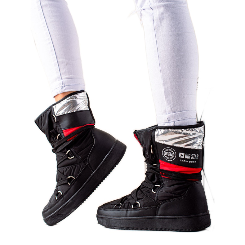 Snöskor för kvinnor Big Star EE274656 svart röd silver-