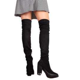 TRENDI Stövlar i hög mocka svart