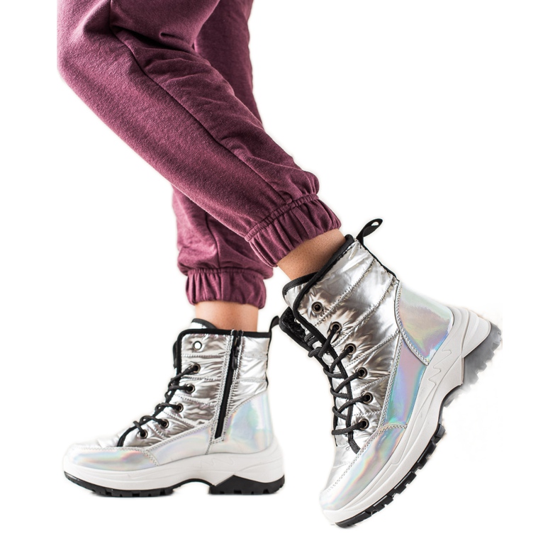 TRENDI Snowboots med holo-effekt silver-