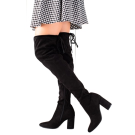 Kayla Höga stövlar för lår i mocka svart